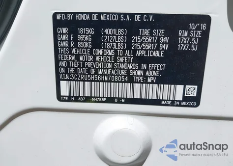 2017 Honda Hr-V Ex из США, поврежденный, VIN 3CZRU5H56HM708054